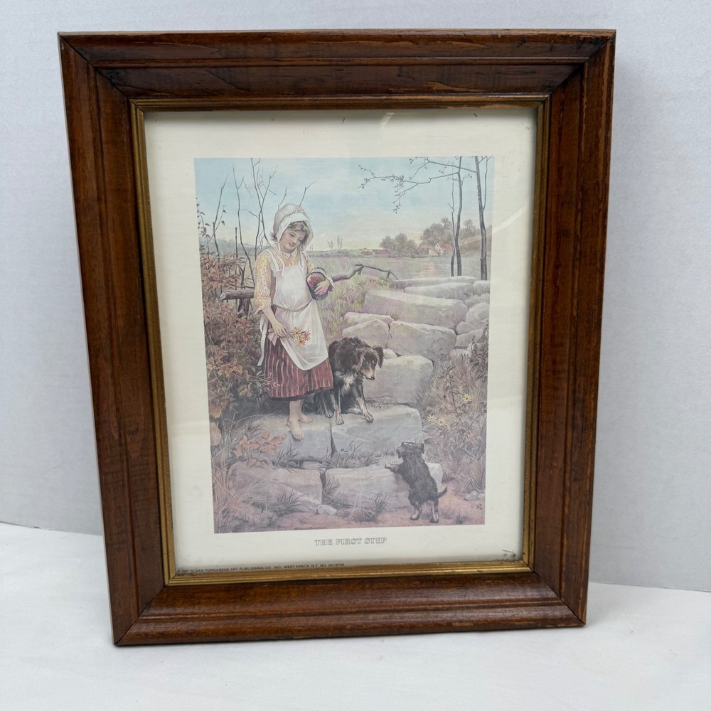 Vintage 1987 The First Step Lithograph Scafa-Tornabene Framed Art Print 10x12